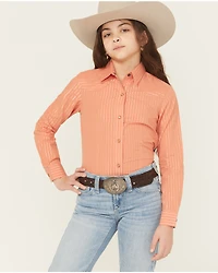 Cruel Girl Girls' Striped Long Sleeve Pearl Snap Western Shirt