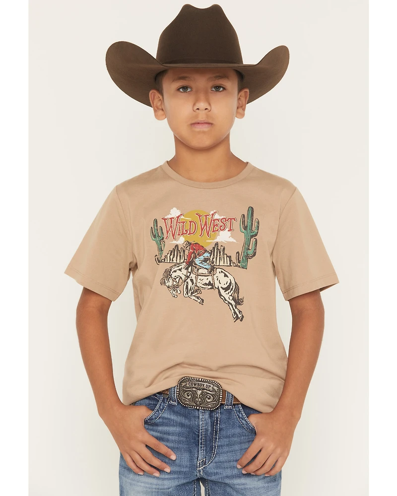 Sable Sky Boys' Wild West Short Sleeve Graphic T-Shirt