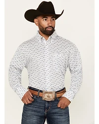 George Strait by Wrangler Men's Floral Striped Long Sleeve Button-Down Stretch Western Shirt - Tall