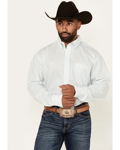 Wrangler Men's Classic Geo Print Long Sleeve Button-Down Stretch Western Shirt