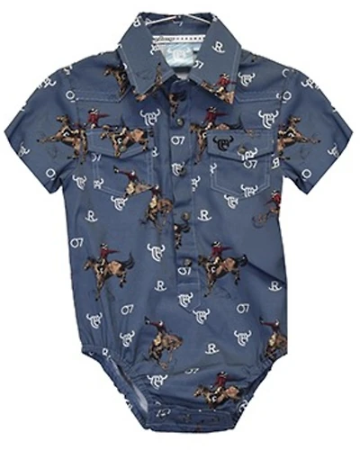 Cowboy Hardware Infant Boys' Vintage Bronc Short Sleeve Snap Onesie