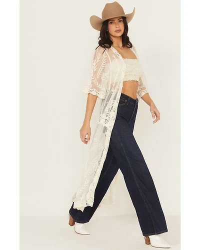 Shyanne Women's Long Embroidered Mesh Kimono