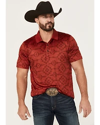 RANK 45® Men's Stock Tonal Southwestern Print Short Sleeve Button-Down Polo Shirt