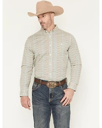 RANK 45® Men's Six Shooter Geo Print Long Sleeve Button-Down Stretch Western Shirt