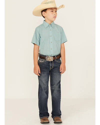 Rock & Roll Denim Boys' Medium Wash Two-Toned Stitch Bootcut Jeans