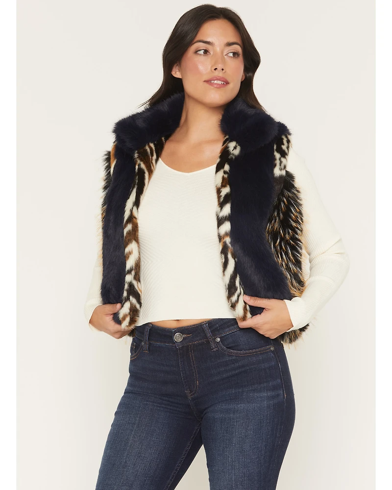 Azalea Wang Women's Boot Barn Exclusive Faux Fur Striped Vest