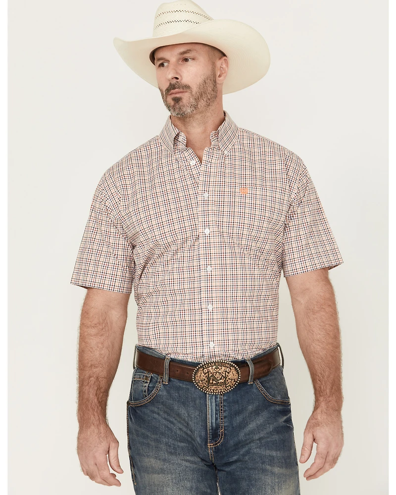 Cinch Men's Plaid Print Short Sleeve Button-Down Western Shirt