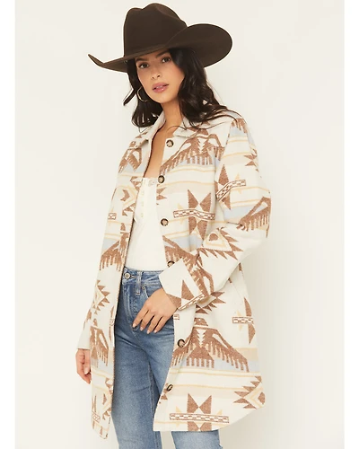 Idyllwind Women's Mcain Southwestern Print Button-Down Long Shacket
