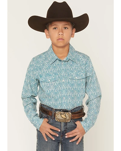 Gibson Trading Co Boys' Lava Lamps Geo Print Long Sleeve Pearl Snap Western Shirt