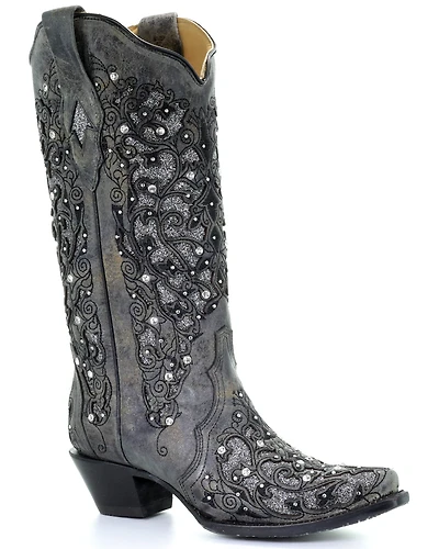 Corral Women's Inlay Embroidery Western Boots - Snip Toe