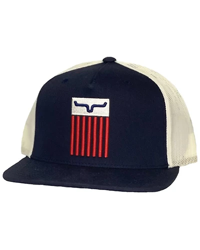 Kimes Ranch Men's Navy Cody 3D Embroidered Flag Logo Mesh-Back Trucker Cap