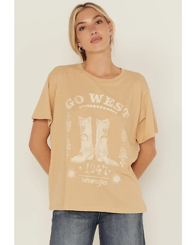 Wrangler Women's Go West Short Sleeve Girlfriend Graphic Tee