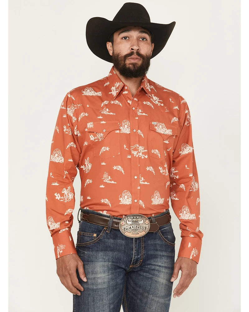 Ely Walker Men's Horse Print Long Sleeve Snap Western Shirt