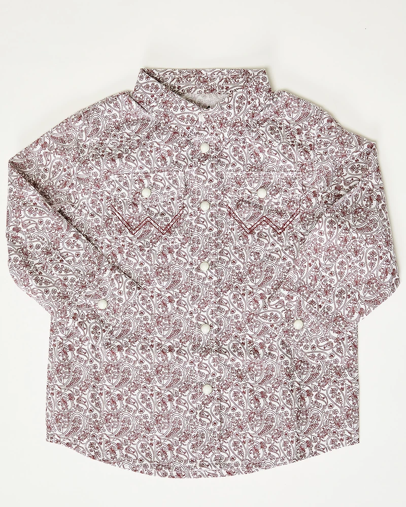 Wrangler Toddler Boys' Paisley Print Long Sleeve Snap Western Shirt