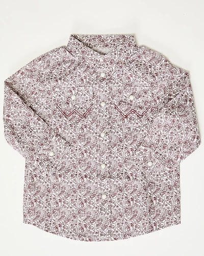 Wrangler Toddler Boys' Paisley Print Long Sleeve Snap Western Shirt