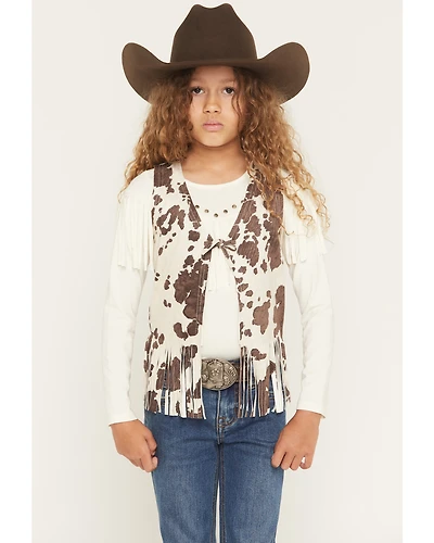 Shyanne Girls' Cora Cow Print Faux Suede Tie Vest