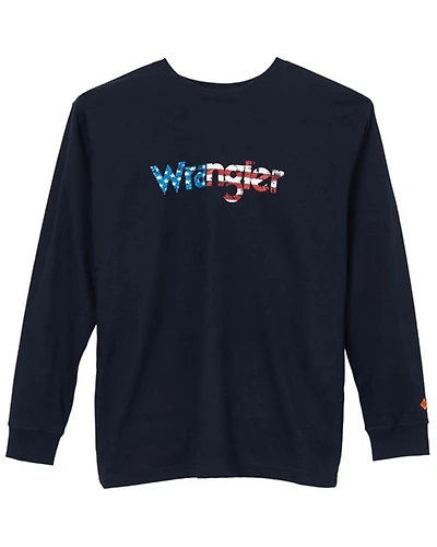 Wrangler Men's FR American Flag Logo Long Sleeve Graphic T-Shirt - Big
