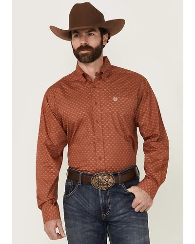 Cinch Men's Long Horn Print Sleeve Button-Down Western Shirt