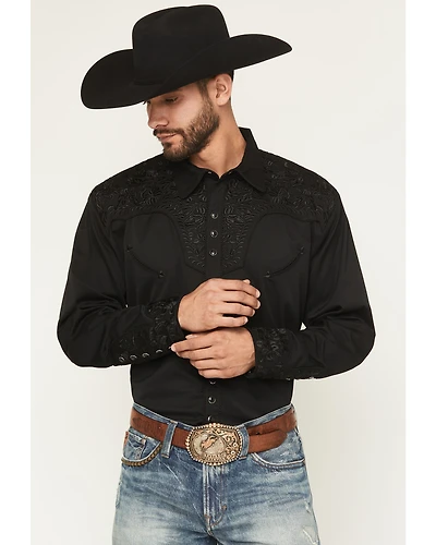 Scully Men's Floral Embroidered Retro Long Sleeve Snap Western Shirt - Big & Tall