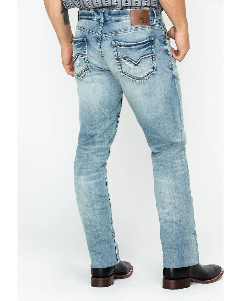Moonshine Spirit Men's Sutton Wash Decker Slim Straight Stretch Denim Jeans