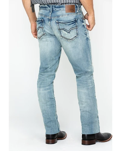 Moonshine Spirit Men's Sutton Wash Decker Slim Straight Stretch Denim Jeans