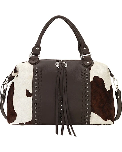 American West Cowhide Cow Town Large Convertible Zip Top Satchel