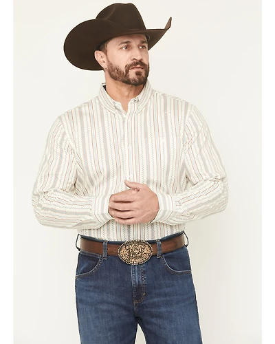 RANK 45® Men's Rocky Peak Striped Long Sleeve Button-Down Stretch Western Shirt