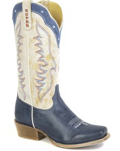 Roper Women's Americana Blue Western Boots - Square Toe