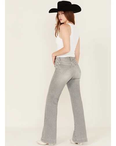 7 For All Mankind Women's Closing Act High Rise Flare Stretch Denim Jeans