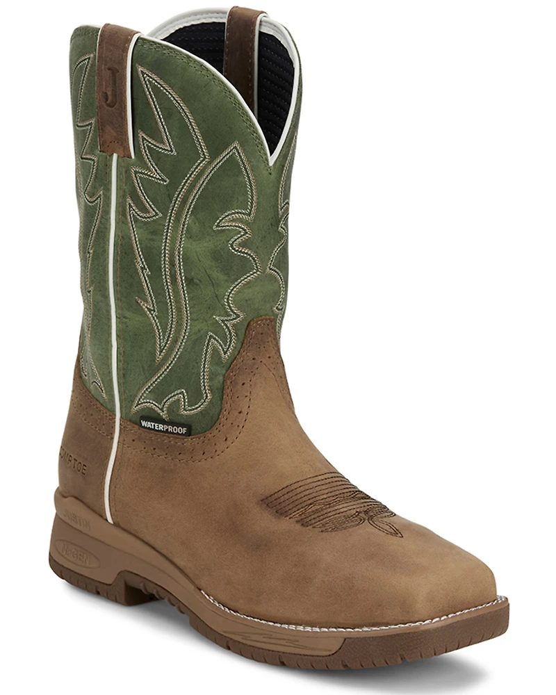 Justin Men's 11" Nitread Waterproof Work Boots  - Nano Composite Toe