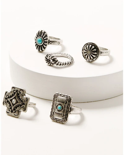 Shyanne Women's Rodeo Sunset Southwestern Concho Ring Set - 5 Piece