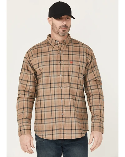 Ariat Men's FR Dean Plaid Print Long Sleeve Button-Down Work Shirt