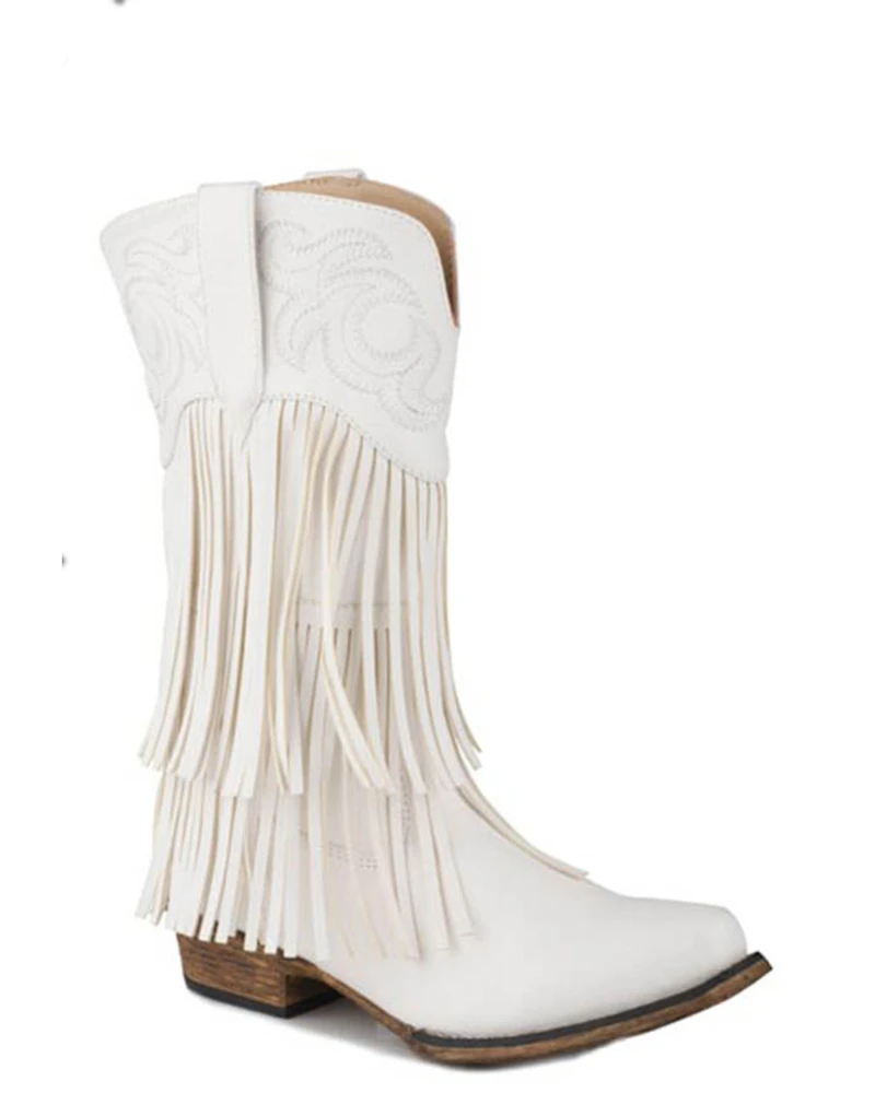 Roper Girls' Rickback Fringe Western Boots - Snip Toe