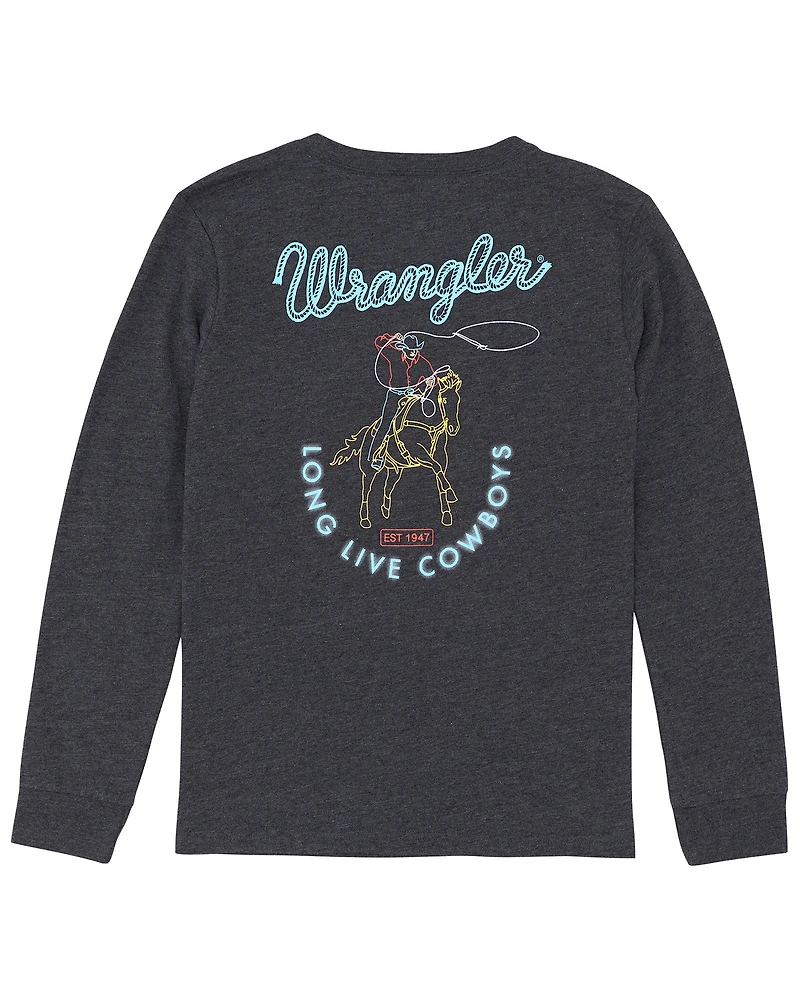 Wrangler Boys' Long Live Cowboys Sleeve Graphic T-Shirt