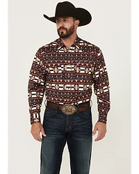 Rodeo Clothing Men's Southwestern Print Long Sleeve Snap Western Shirt