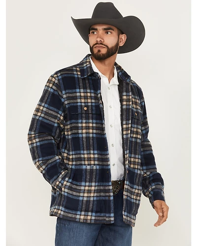 Wrangler Men's Plaid Print Quilt Lined Snap Shirt Jacket