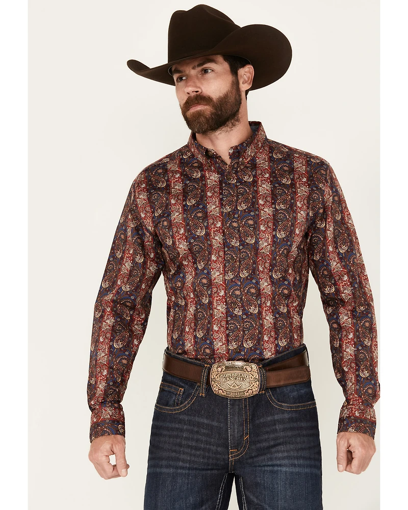 Cody James Men's Decoy Paisley Print Long Sleeve Stretch Button-Down Western Shirt - Tall