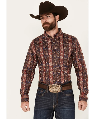 Cody James Men's Decoy Paisley Print Long Sleeve Stretch Button-Down Western Shirt - Tall