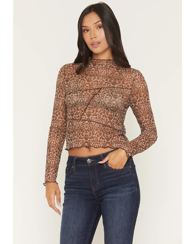 Panhandle Women's Boot Barn Exclusive Leo Leopard Print Long Sleeve Mesh Top