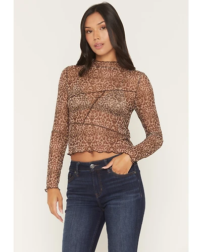 Panhandle Women's Boot Barn Exclusive Leo Leopard Print Long Sleeve Mesh Top