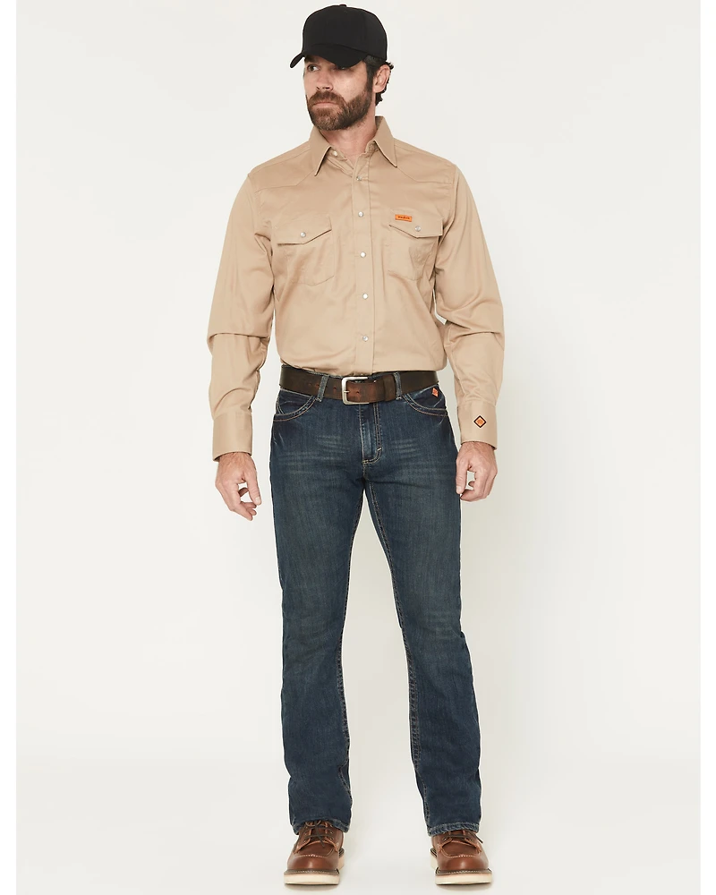 Wrangler Men's FR Dark Wash Vintage Slim Bootcut Stretch Denim Jeans