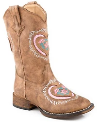 Roper Girls' Lydia Inlay Western Boots - Broad Square Toe