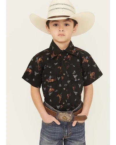 Cowboy Hardware Boys' Bronc Short Sleeve Snap Stretch Western Shirt