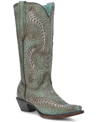 Corral Women's Studded Tall Western Boots - Snip Toe
