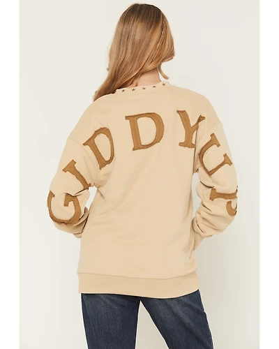Blue B Women's Embroidered Giddy Up Patch Crewneck Sweatshirt
