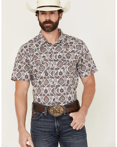 Gibson Trading Co Men's Grand Finale Floral Paisley Print Short Sleeve Snap Western Shirt