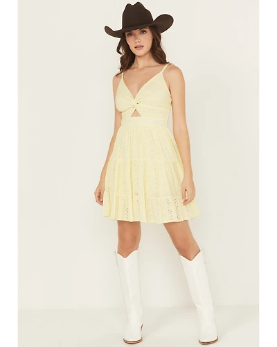 Angie Women's Eyelet Sleeveless Mini Dress