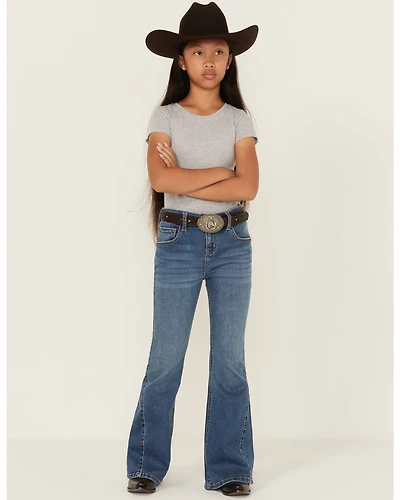 Shyanne Girls' Cimarron Twisted Side Seam Flare Stretch Denim Jeans