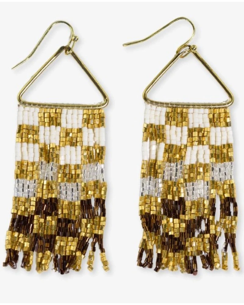 Ink + Alloy Women's Paige Ombre Checked Beaded Fringe Earrings