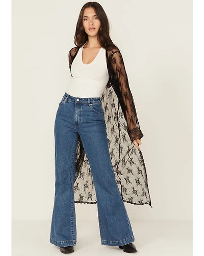 Beyond The Radar Women's Lace Long Sleeve Kimono